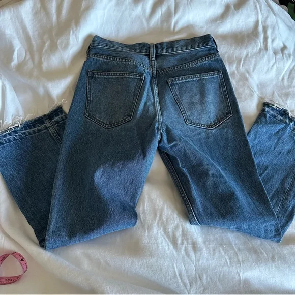 Mid Rise Destroyed Hem Jeans